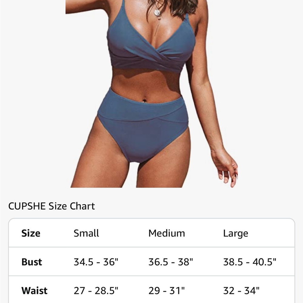 Cupshe Blue Wrap Bikini Set Modern High-Waisted Design - Picture 6 of 6
